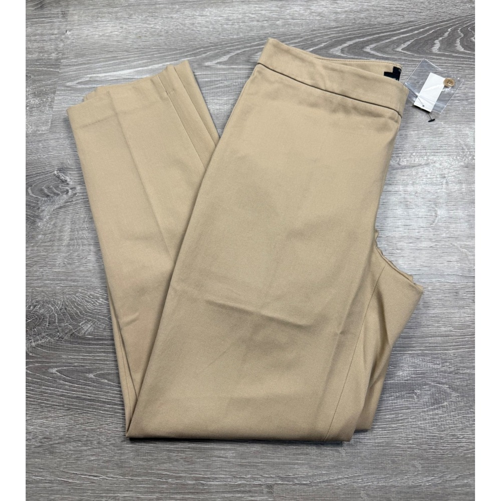 Talbots Chatham Curvy Ankle Pants Tan Khaki Side Zip Cotton Stretch Size 6 NWT